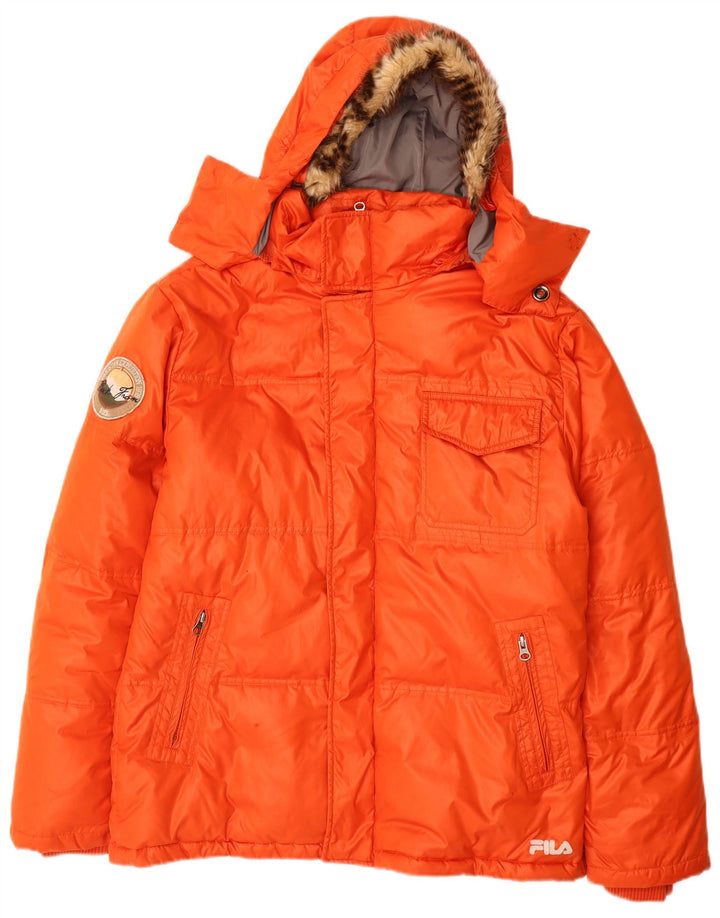 Giacca imbottita con cappuccio Fila da uomo UK 36 Small Arancione Poliestere