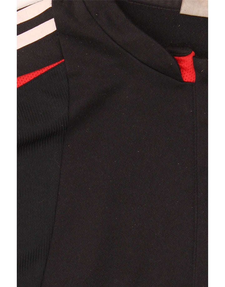 Adidas Uomo Zip Neck Pullover Tuta Top Large Nero Colourblock