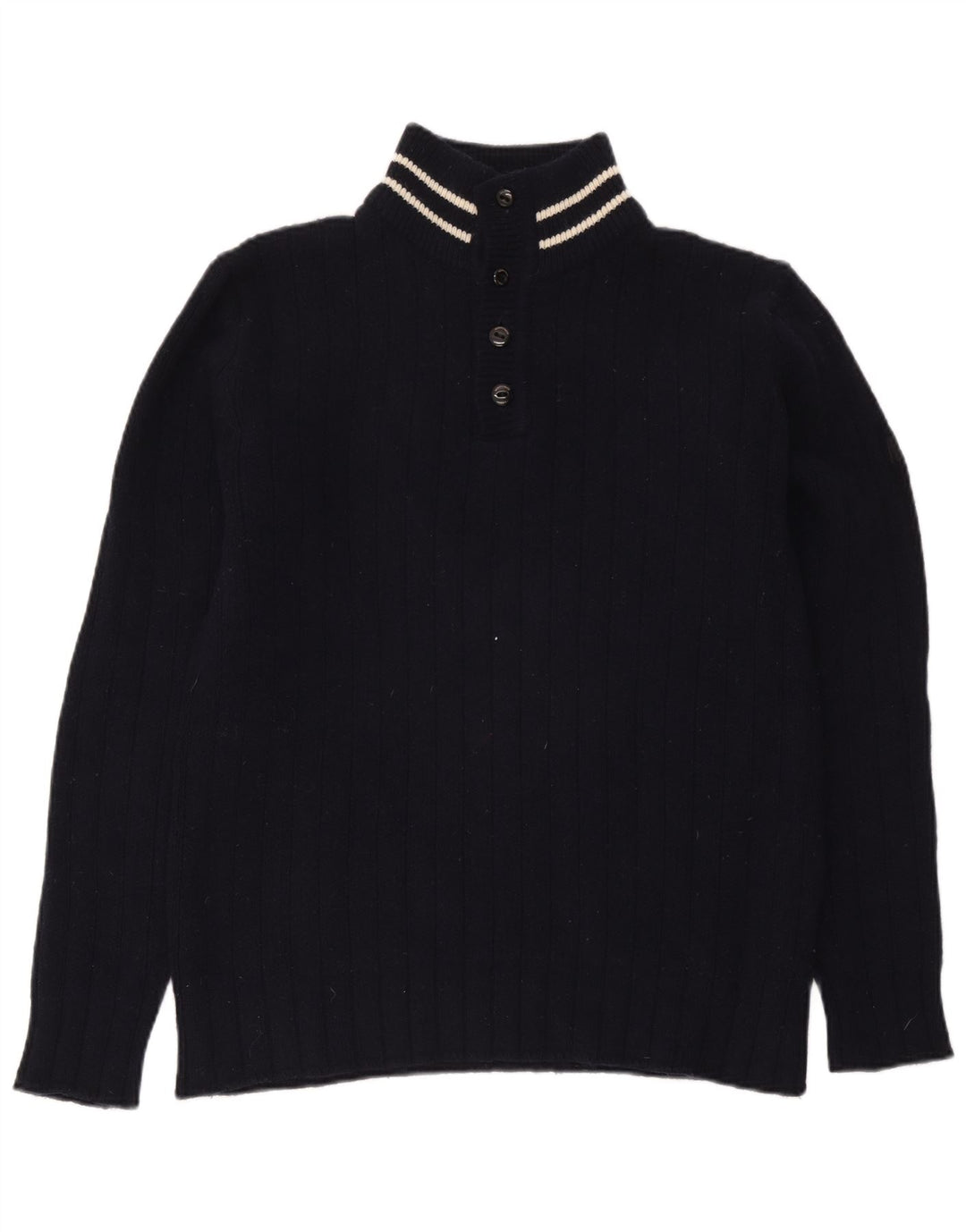 Murphy & Nye Maglione da uomo con collo a bottoni Grande lana blu navy