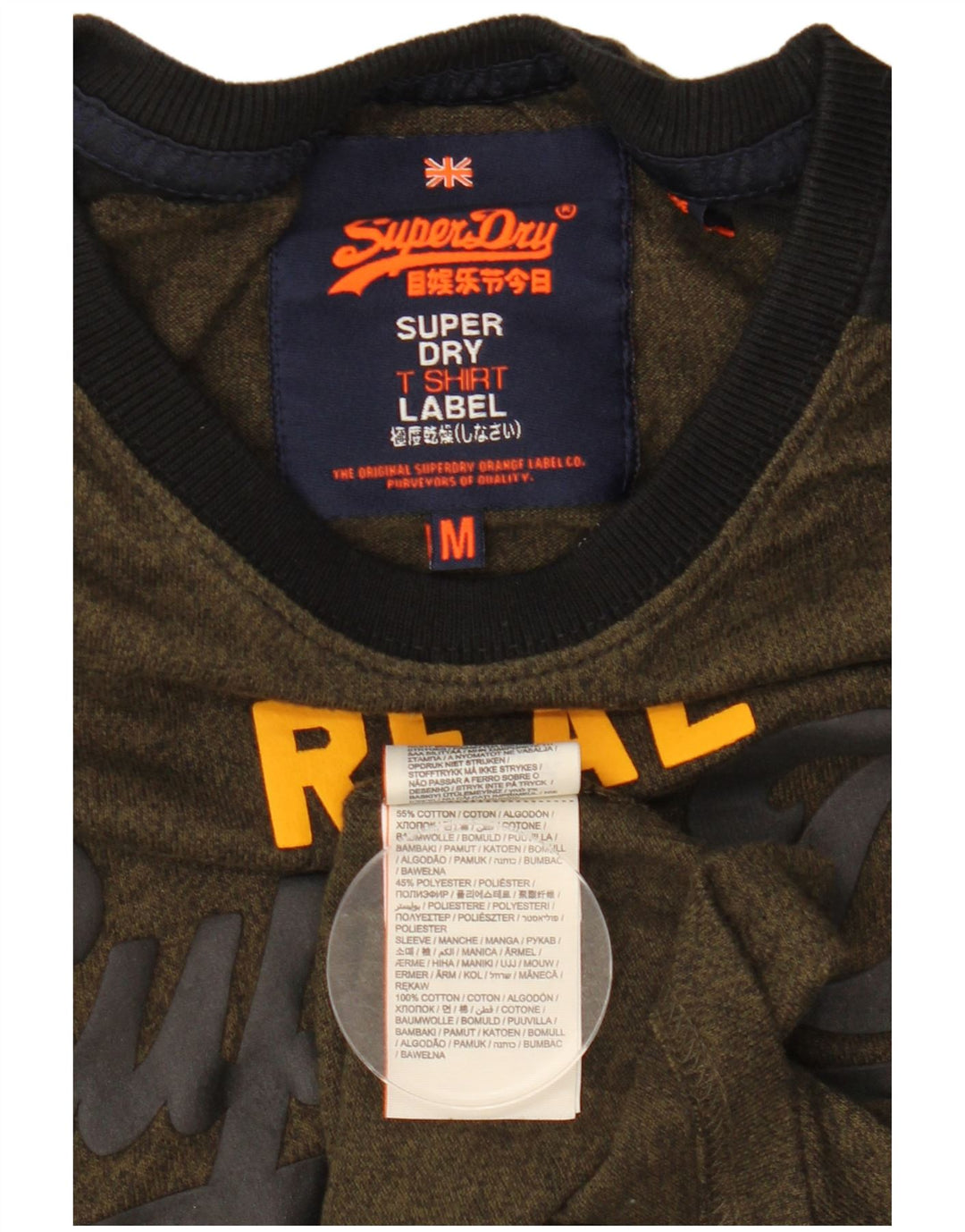 T-shirt grafica da uomo Superdry Top in cotone color block color kaki medio