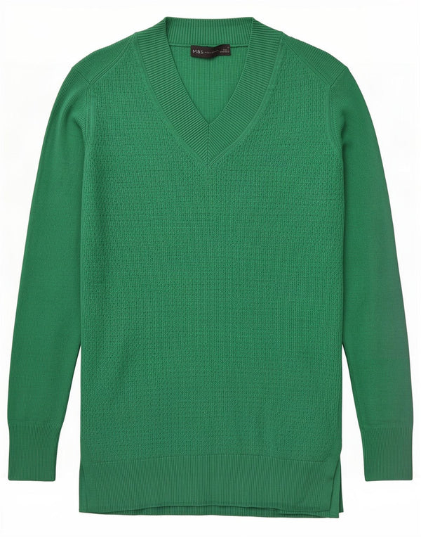 Maglione da donna con scollo a V Marks & Spencer UK 10 Small Green Viscosa