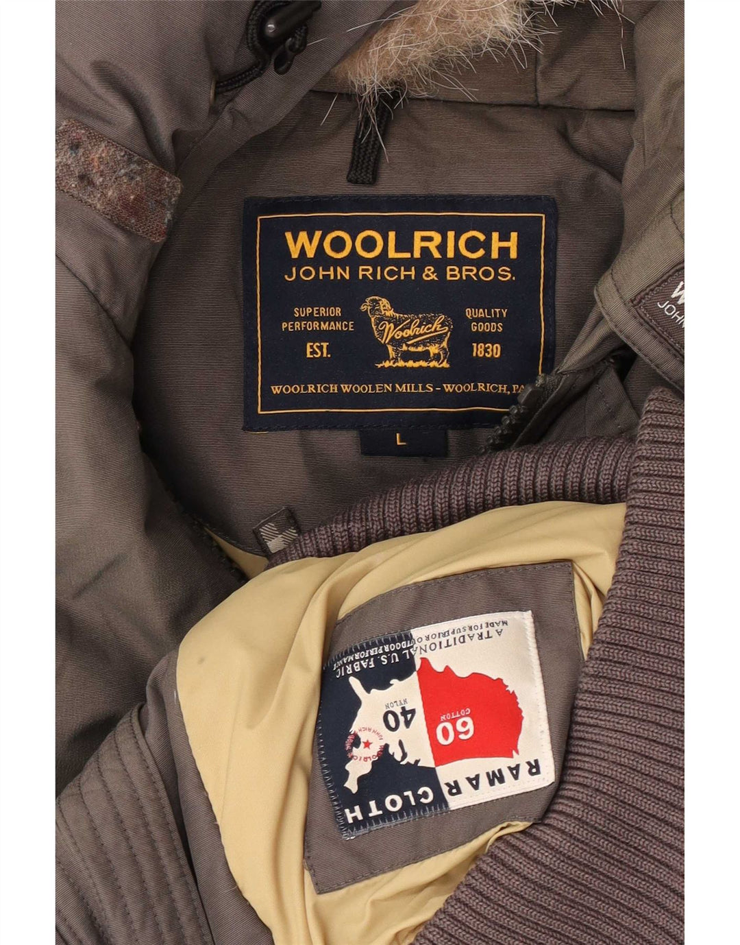 Bomber imbottito con cappuccio da uomo Woolrich UK 40 grande cotone grigio