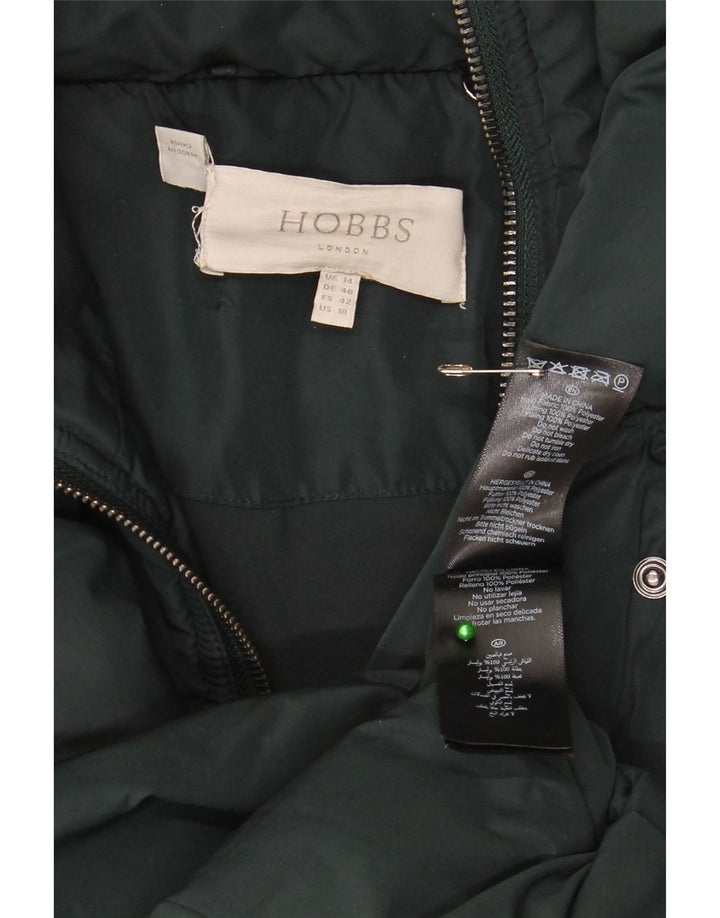 Cappotto imbottito con cappuccio da donna Hobbs UK 14 grande poliestere verde