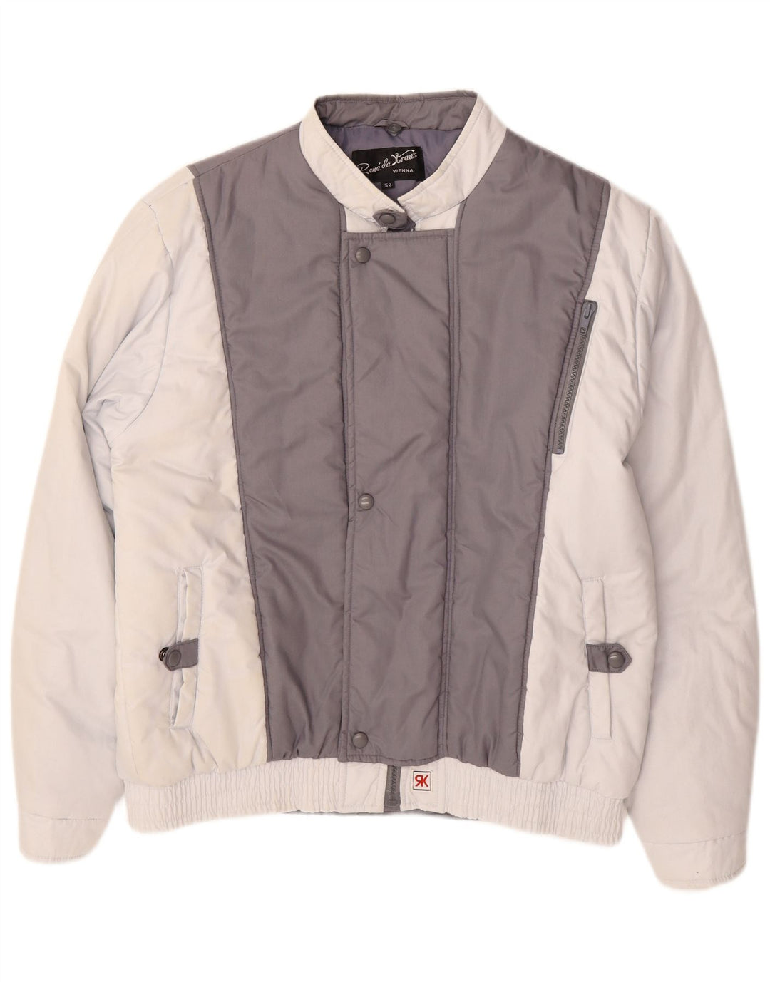 VINTAGE Mens Vienna Windbreaker Jacket IT 52 XL Grey Colourblock Polyester