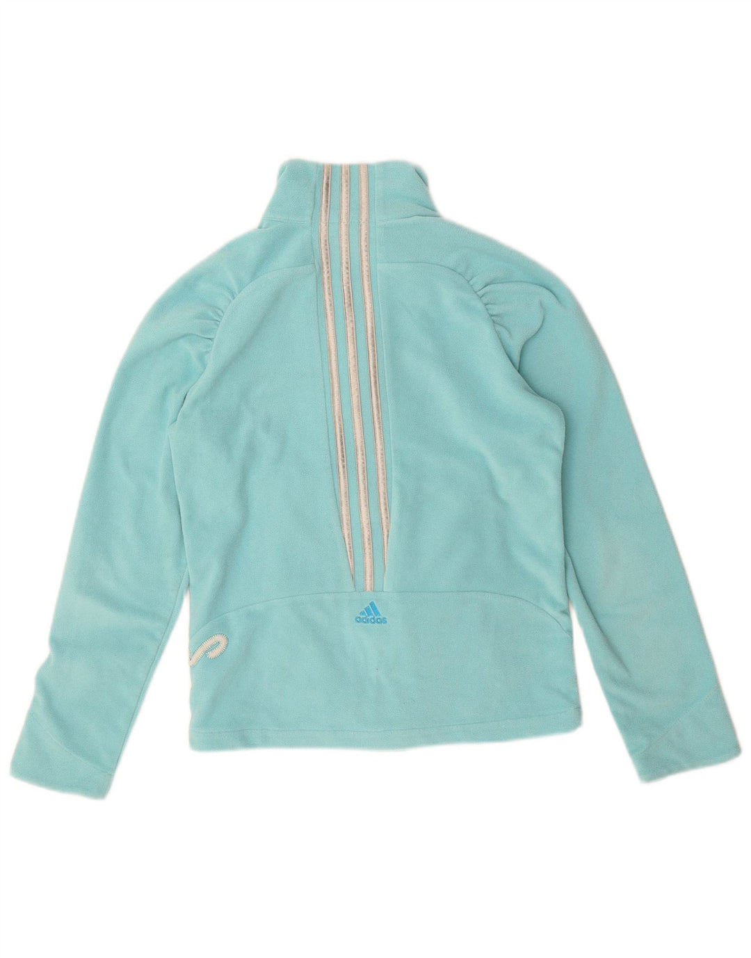 ADIDAS Girls Graphic Fleece Jacket 13-14 Years Blue Polyester