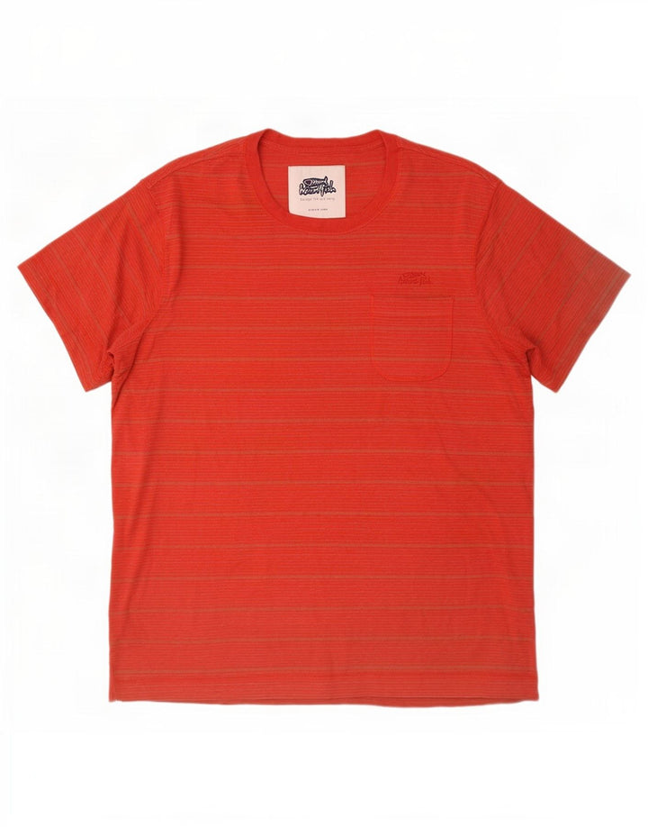 T-shirt da uomo Weird Fish Top XL in cotone gessato rosso