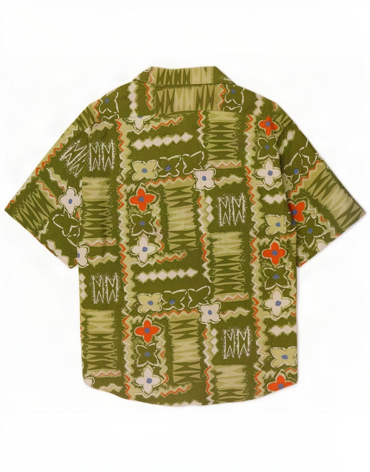 Benetton Camicia a maniche corte da uomo Verde medio floreale