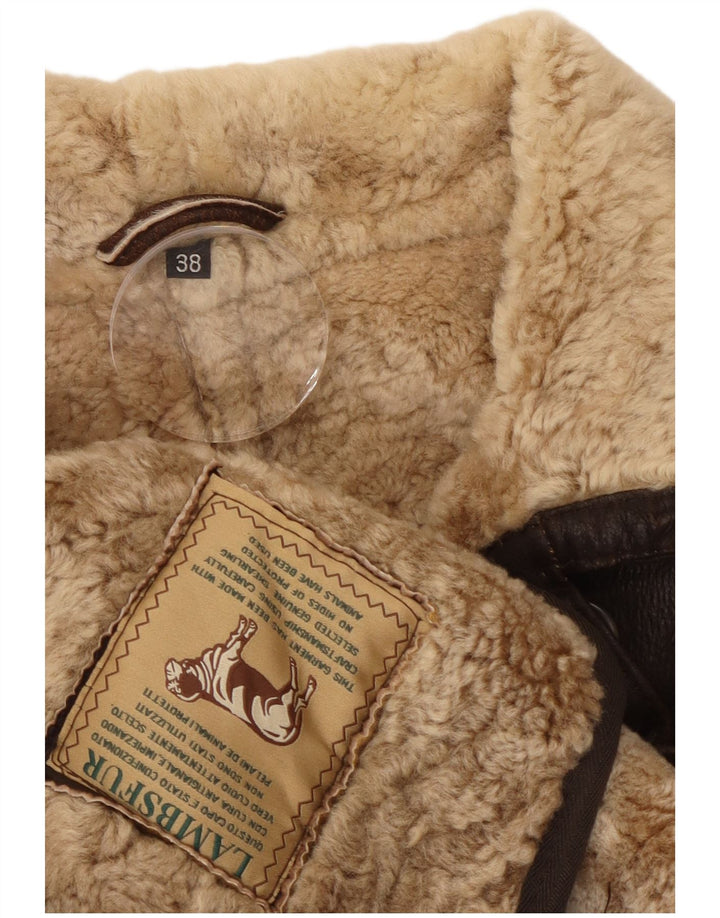 Cappotto in shearling vintage da donna EU 38 Pelle di pecora marrone medio