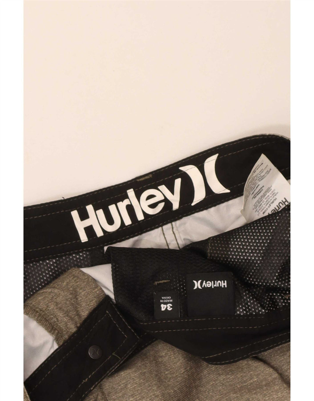 Pantaloncini chino da uomo Hurley W34 Large in poliestere kaki