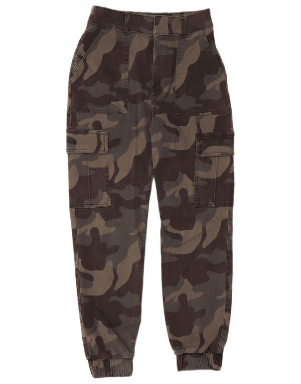 Pantaloni cargo da jogging a vita alta Hollister da donna W26 L27 mimetici grigi