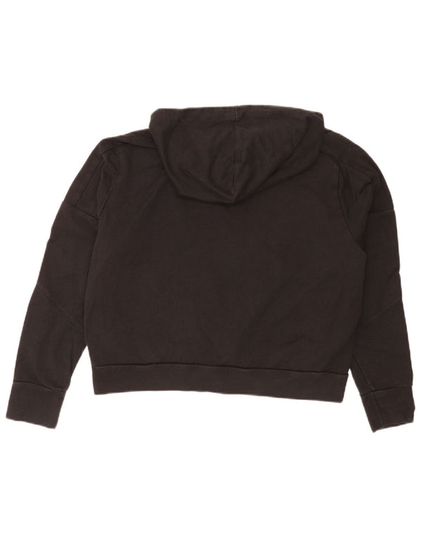 Felpa con cappuccio grafica corta da donna Puma UK 14 Medium Black Sports
