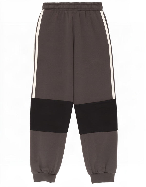 Adidas Boys Tracksuit Trousers Joggers 9-10 Years Grey Colourblock Cotton