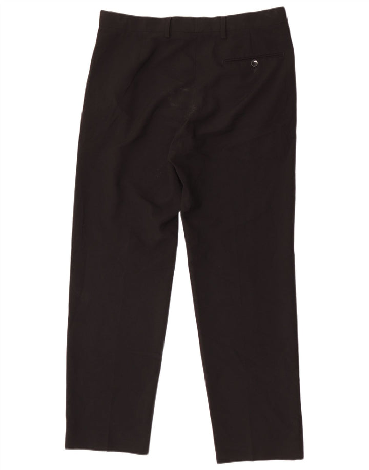 Pantaloni da abito regolari dritti da uomo Marks & Spencer W34 L31 poliestere nero