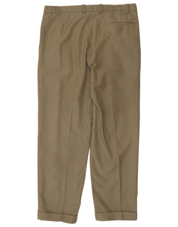 Pantaloni casual da uomo Marks & Spencer su misura W36 L31 poliestere verde