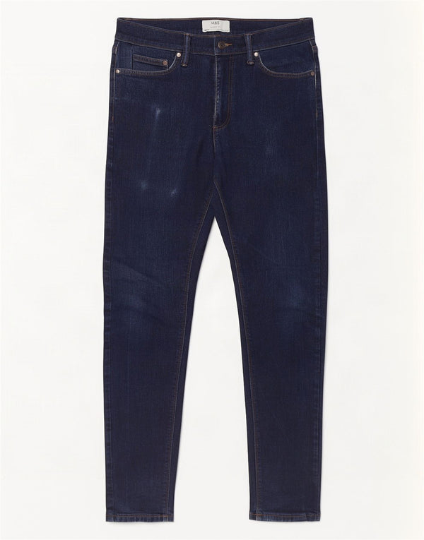 Jeans skinny da uomo Marks & Spencer W30 L31 cotone blu navy