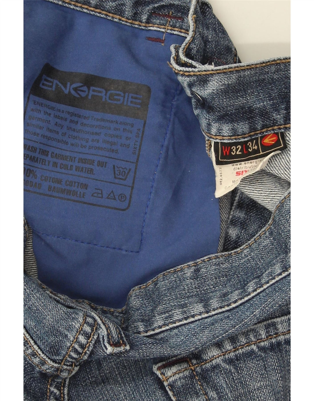 Jeans slim da uomo Energie W32 L34 cotone blu