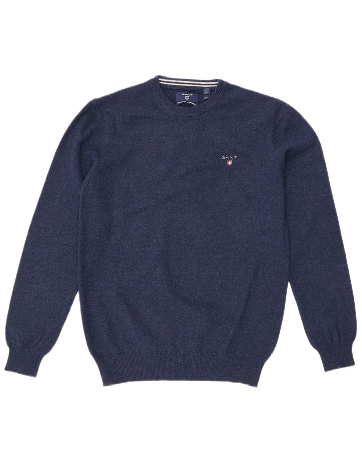 Gant Maglione da uomo girocollo maglione piccolo in lana blu navy