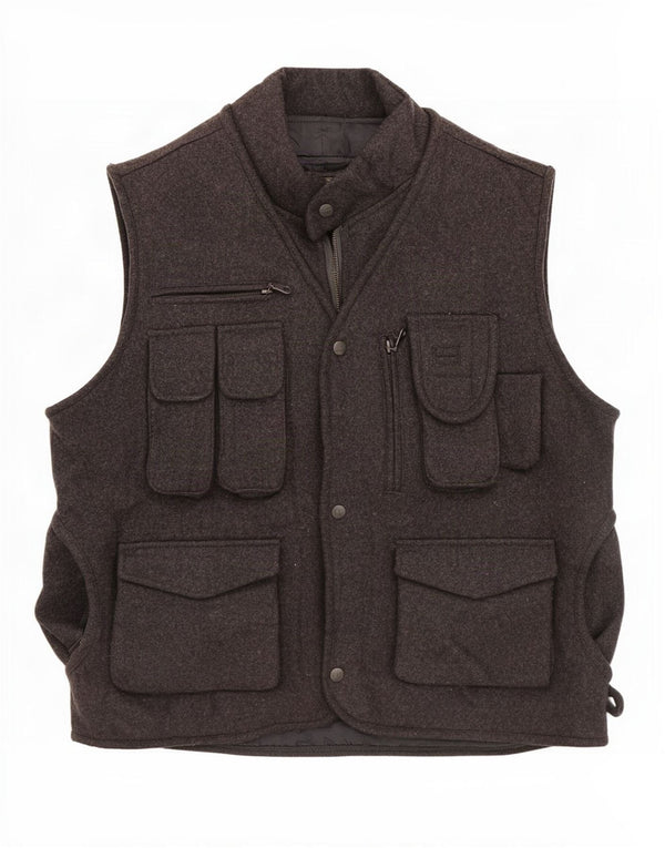 James Dillon Mens Utility Gilet UK 38 Medium Grey Nylon