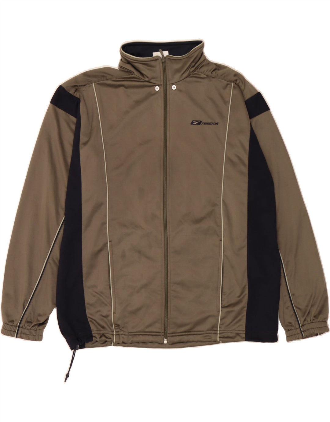 Giacca da tuta da uomo REEBOK in poliestere color block marrone medio