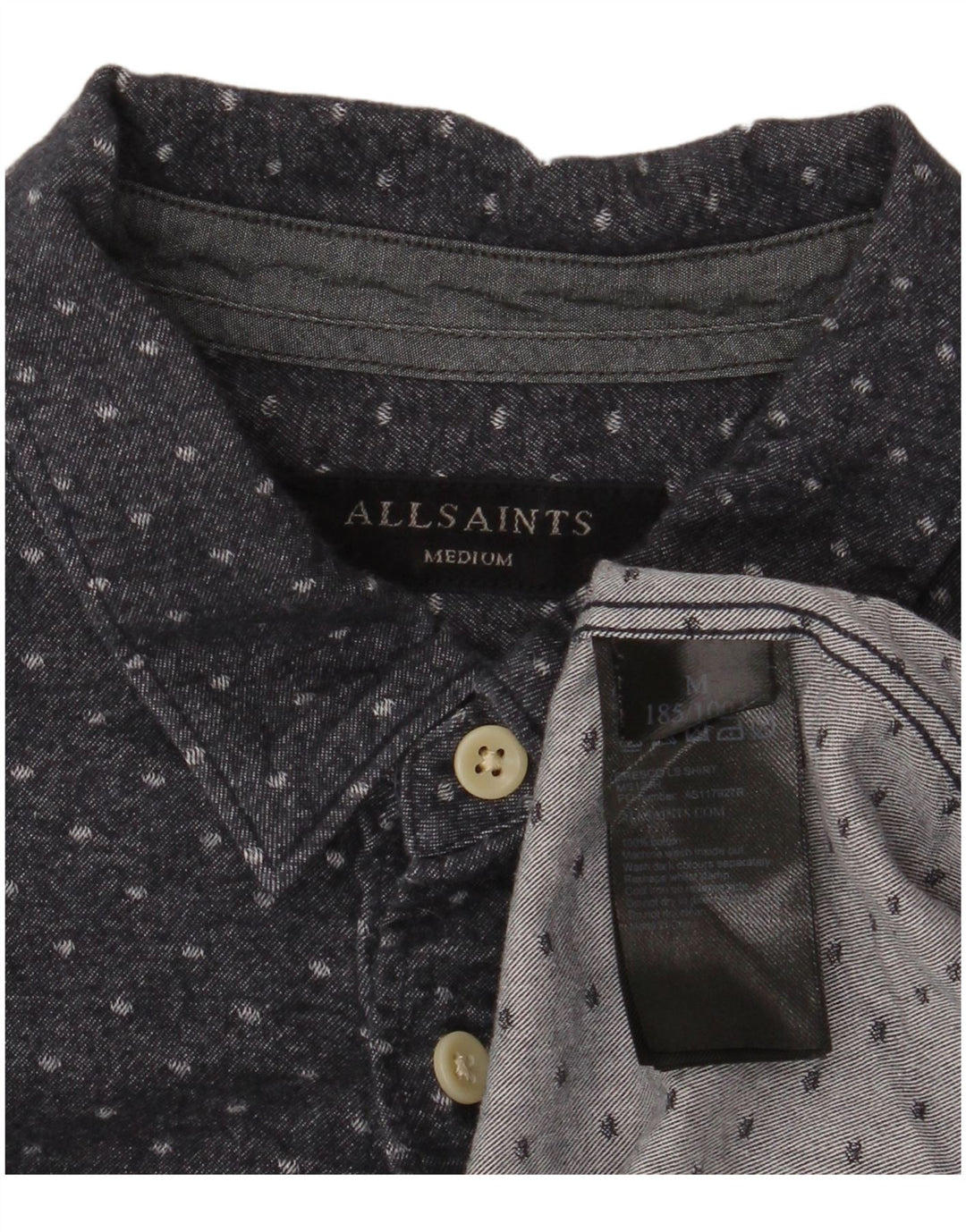 Camicia da uomo ALL SAINTS cotone maculato medio blu navy