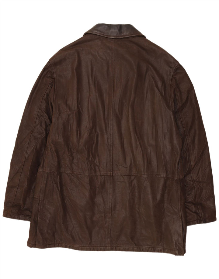 Giacca in Pelle Uomo VINTAGE IT 52 XL Pelle Marrone