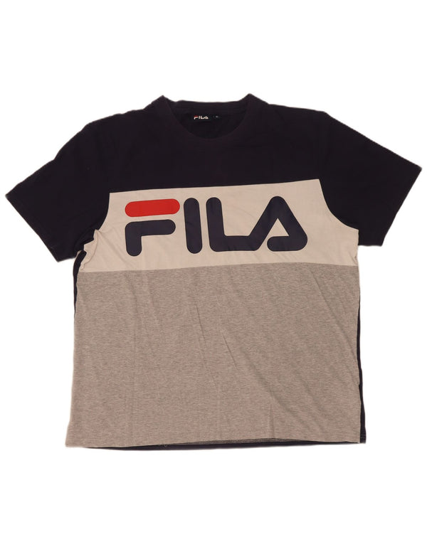 T-shirt grafica da uomo Fila Top XL in cotone color block multicolore