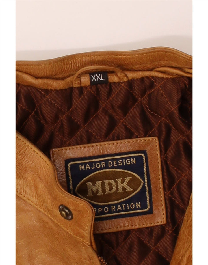 MDK Mens Leather Jacket UK 44 2XL Brown Leather