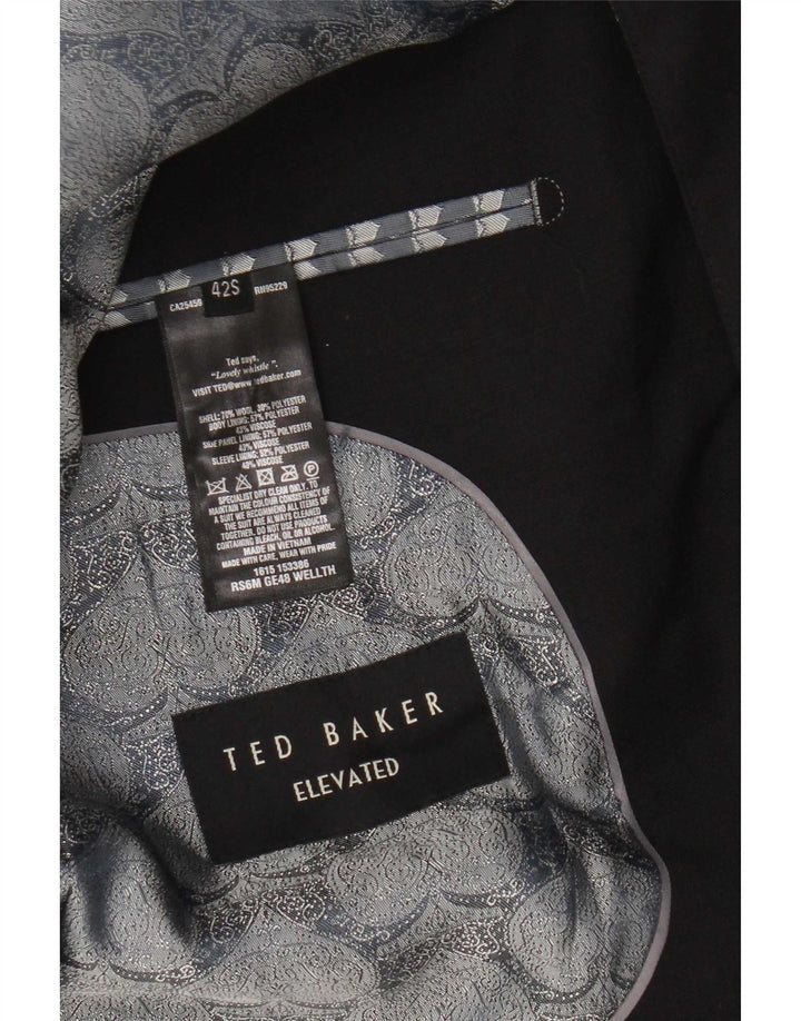 Giacca blazer da uomo a 2 bottoni Ted Baker UK 42 XL lana nera