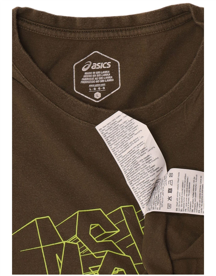 T-shirt grafica da uomo Asics, taglia grande, in cotone kaki