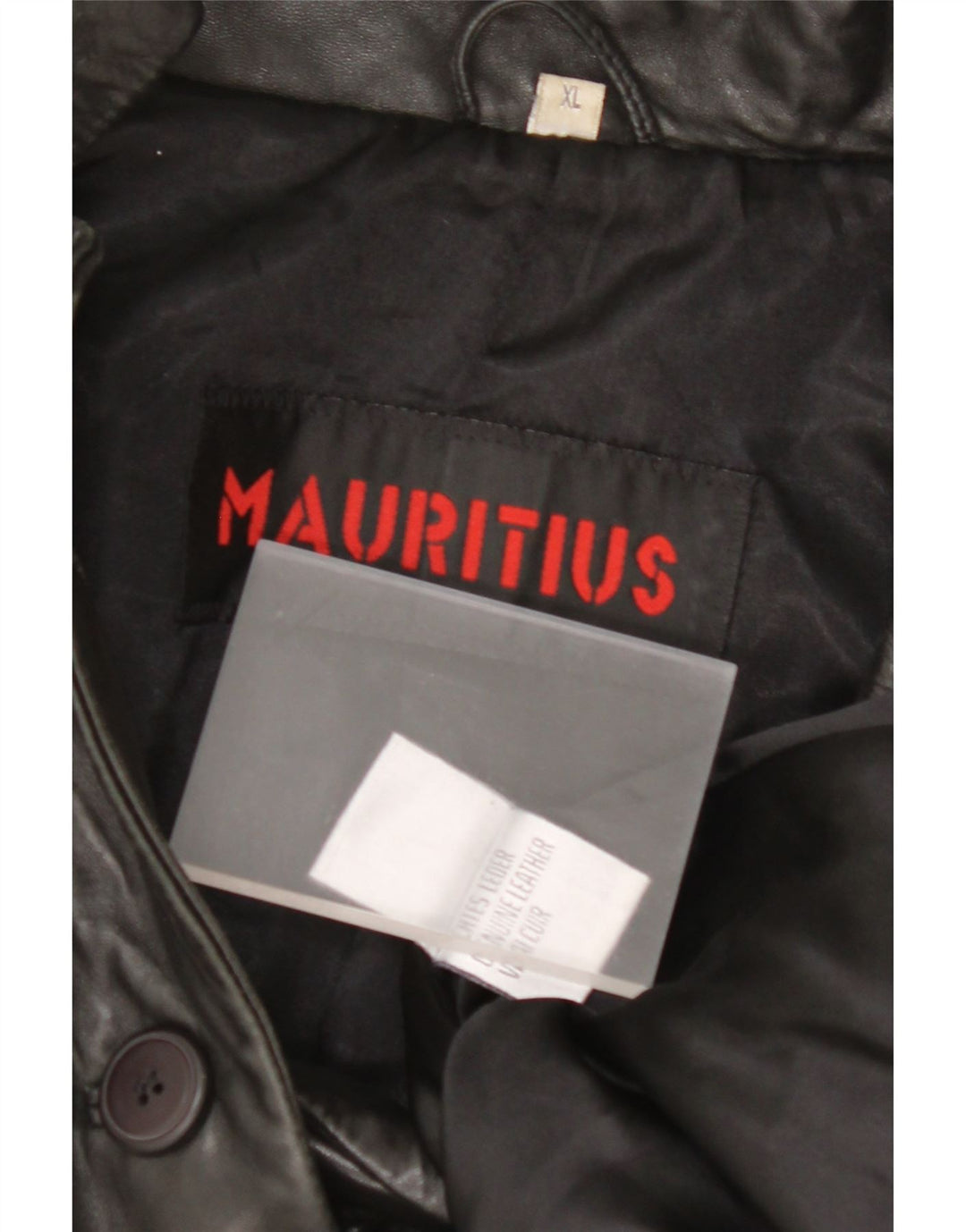 MAURITIUS Giacca blazer in pelle da donna a 3 bottoni UK 18 XL Pelle nera