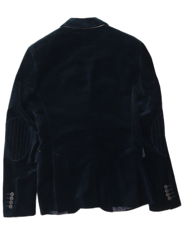 Giacca blazer in velluto da uomo a 2 bottoni Zara EU 46 piccola in poliestere blu navy