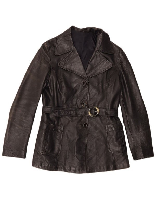 Giacca in pelle vintage da donna IT 50 XL in pelle nera