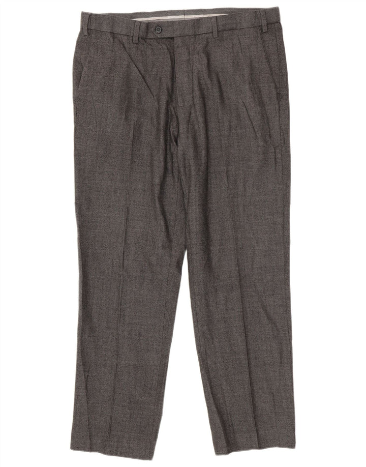 Pantaloni da abito su misura da uomo Marks & Spencer W36 L31 grigio a spina di pesce