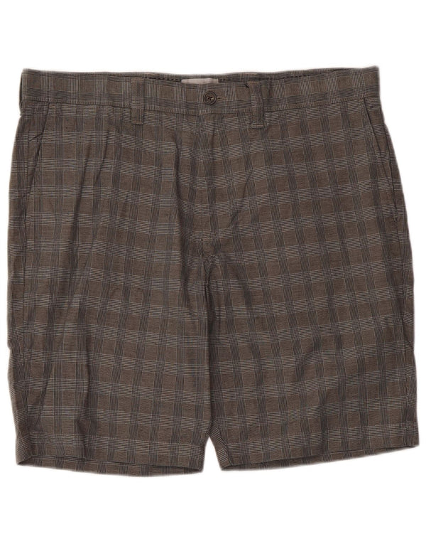 Pantaloncini chino da uomo Marks & Spencer W36 grande cotone a quadri grigi