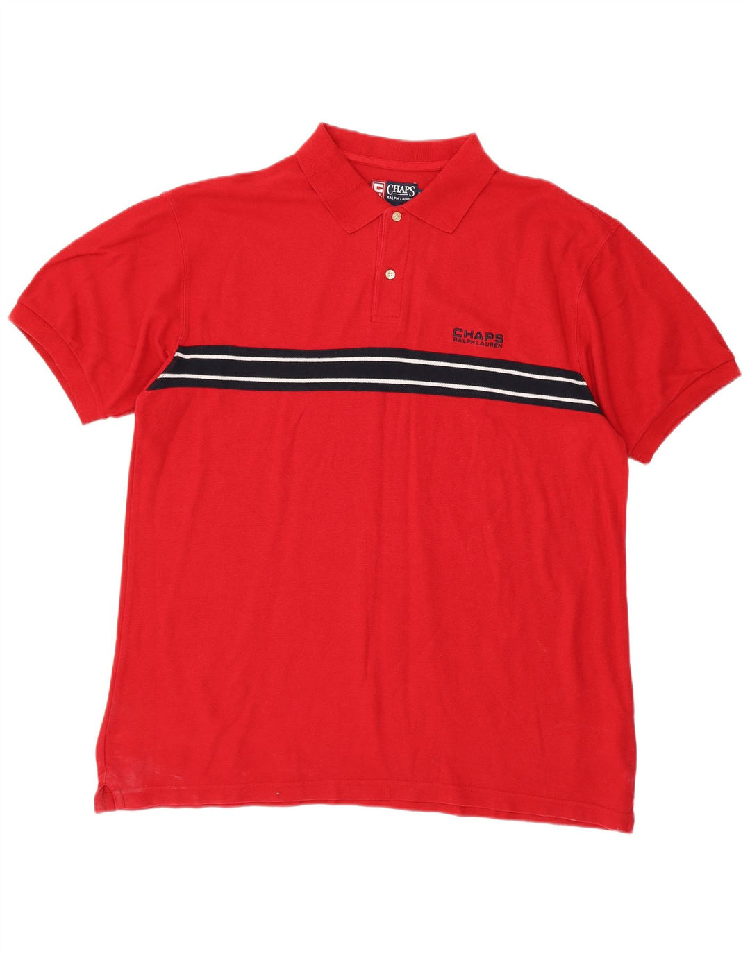 Polo da uomo CHAPS RALPH LAUREN XL in cotone a righe rosse