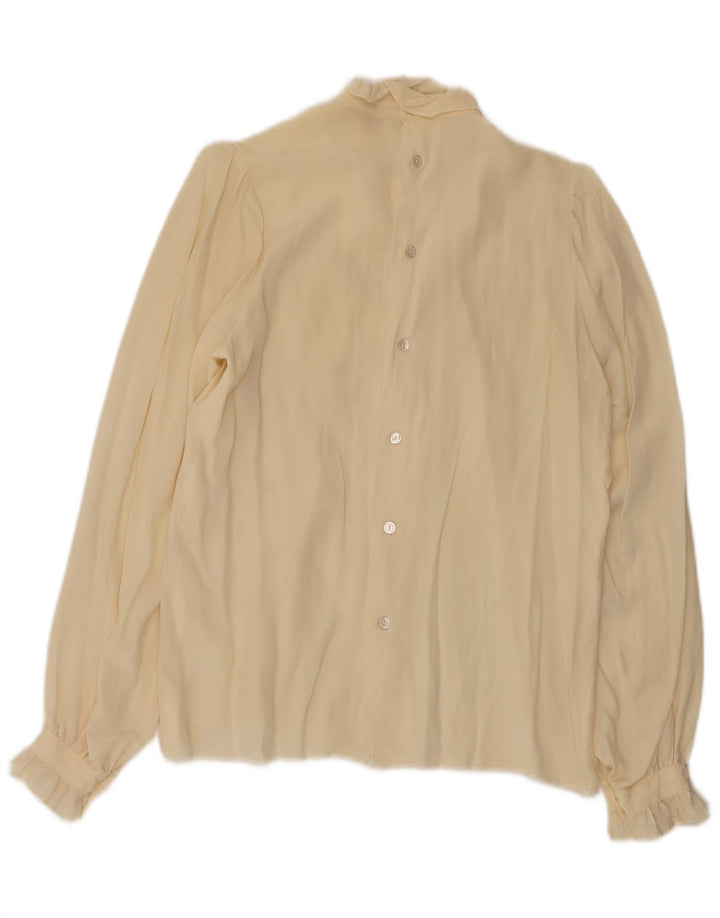 Camicetta camicia vintage da donna UK 12 medio bianco sporco