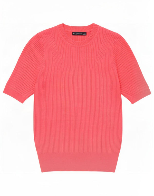 Maglione maglione girocollo da donna Marks & Spencer UK 14 grande rosa