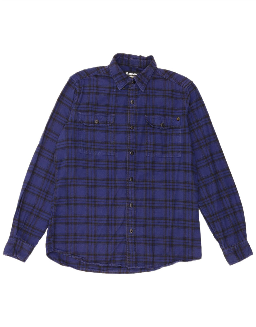 Barbour Camicia da uomo in flanella di cotone a quadri blu medio