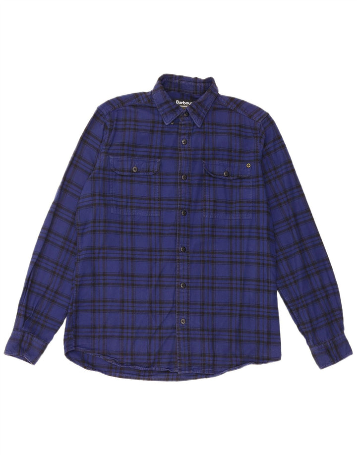Barbour Camicia da uomo in flanella di cotone a quadri blu medio