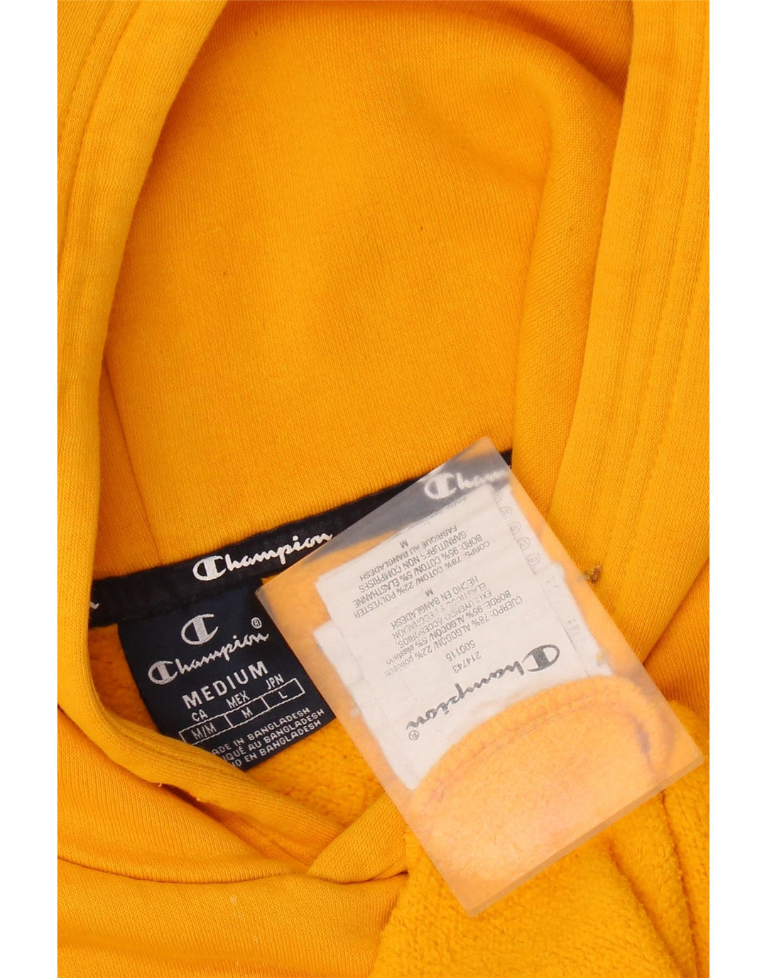 Maglione con cappuccio grafico da uomo Champion in cotone giallo medio