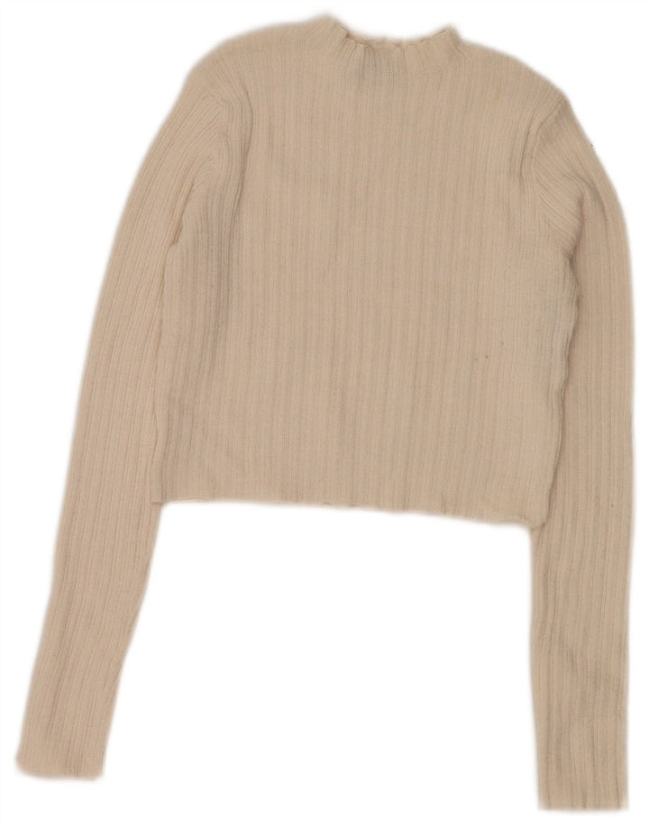Maglione corto da donna Zara con collo alto, UK 8, piccolo, in poliestere bianco sporco