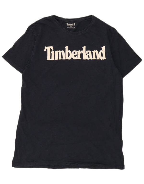 T-shirt grafica da uomo Timberland Top in cotone blu navy medio