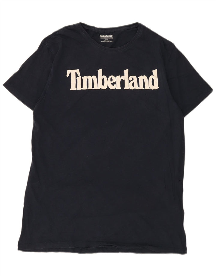 T-shirt grafica da uomo Timberland Top in cotone blu navy medio