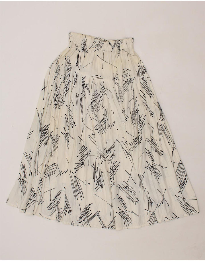VINTAGE Womens Abstract Pattern A-Line Skirt W28 Medium White Vintage Vintage and Second-Hand Vintage from Messina Hembry 