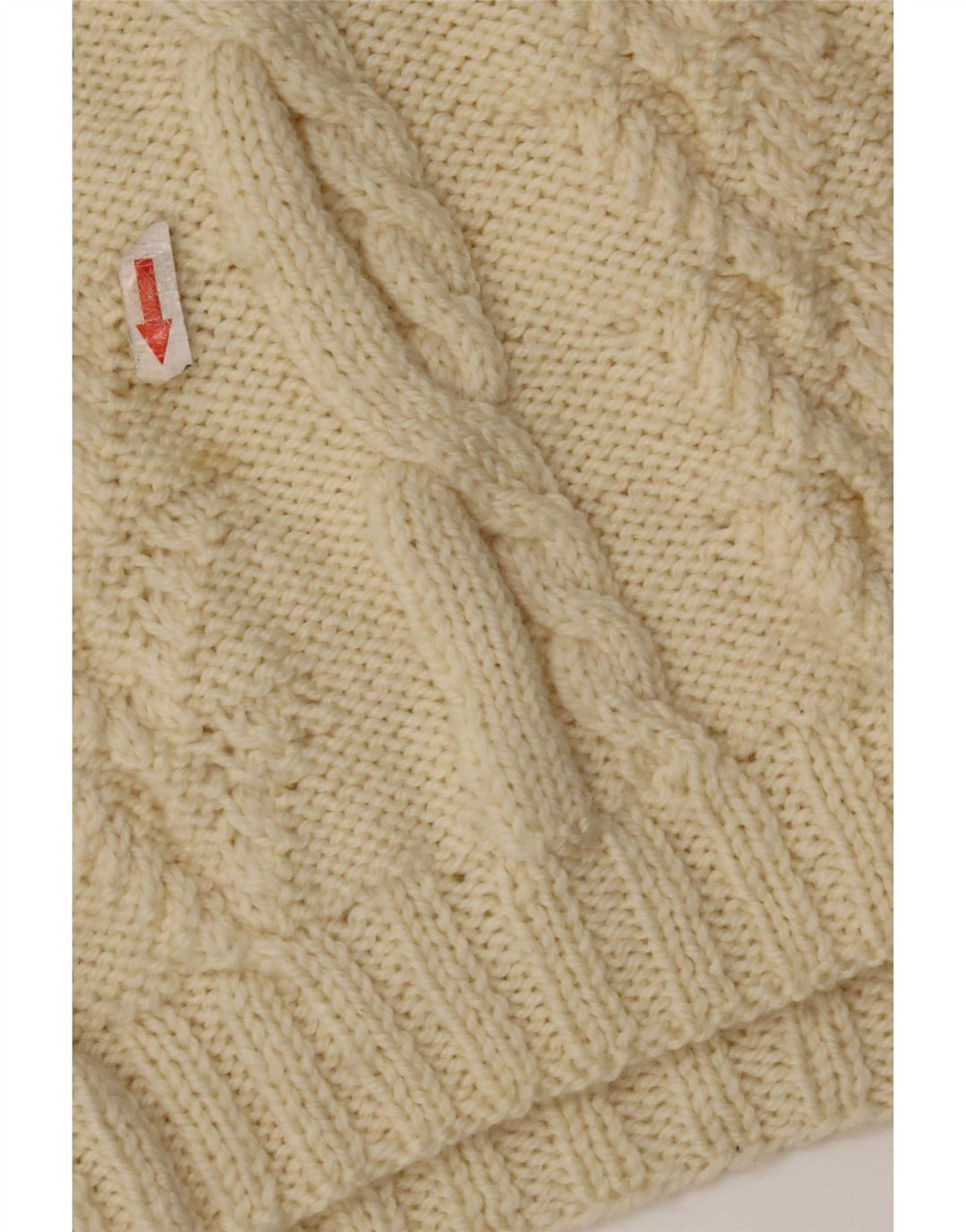 Maglione maglione vintage da donna con collo alto UK 12 medio bianco sporco