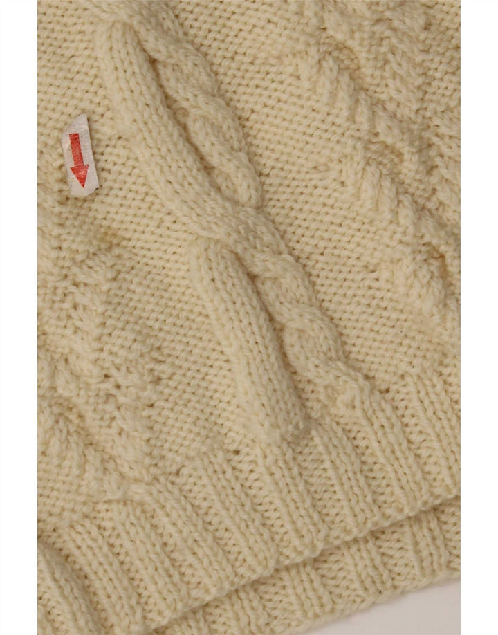 Maglione maglione vintage da donna con collo alto UK 12 medio bianco sporco