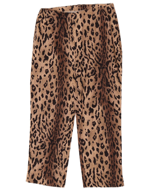 Pantaloni casual dritti da donna Marks & Spencer W26 L23 marrone stampa animalier