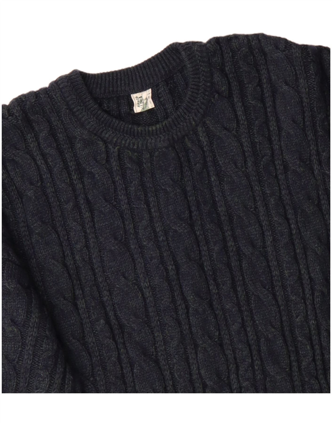 Maglione maglione girocollo da uomo VINTAGE grande acrilico blu navy