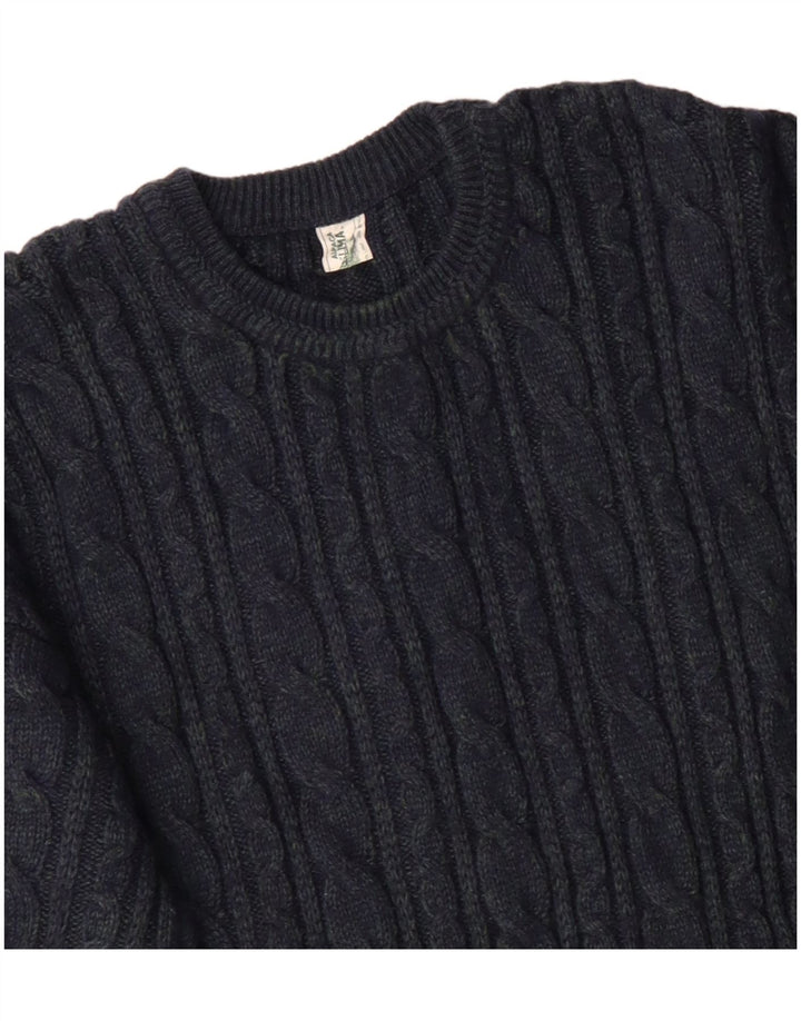 Maglione maglione girocollo da uomo VINTAGE grande acrilico blu navy