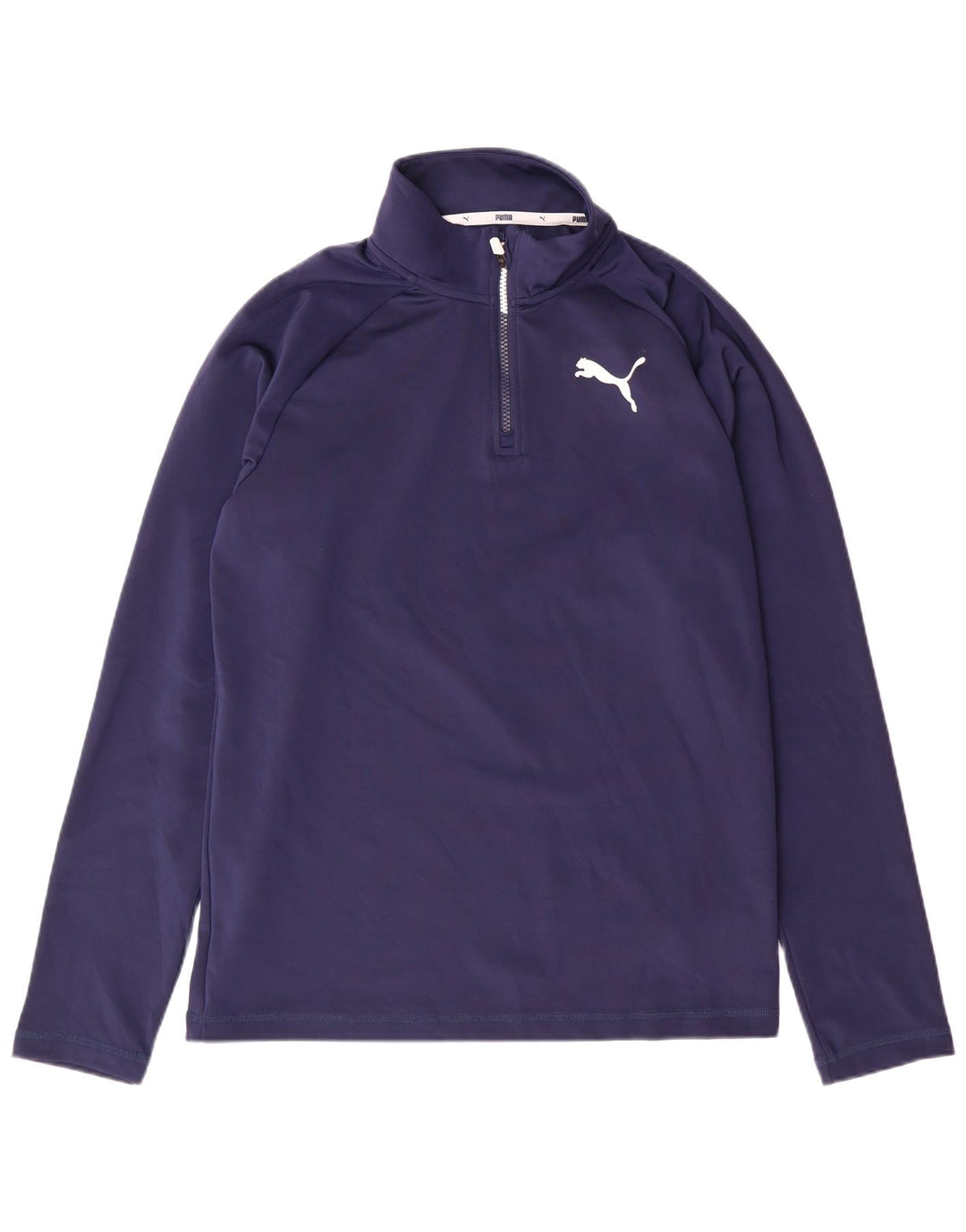 PUMA Maglia da ginnastica da uomo con zip e collo, piccola, in poliestere blu navy